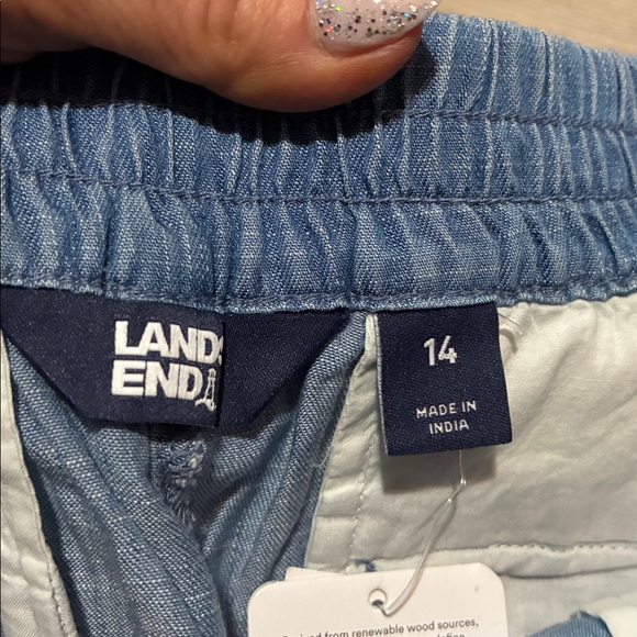 Lands’ End High Rise Tencel Fiber Pleated Wide Leg Pants Women’s 14 NWT - Picture 5 of 13